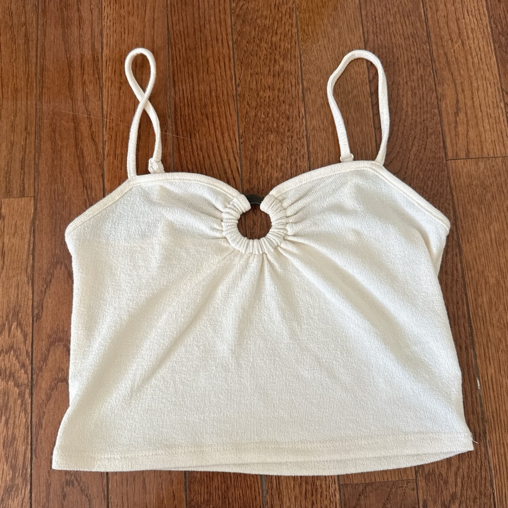 American Eagle Outfitters White Ruched Crop Camisole